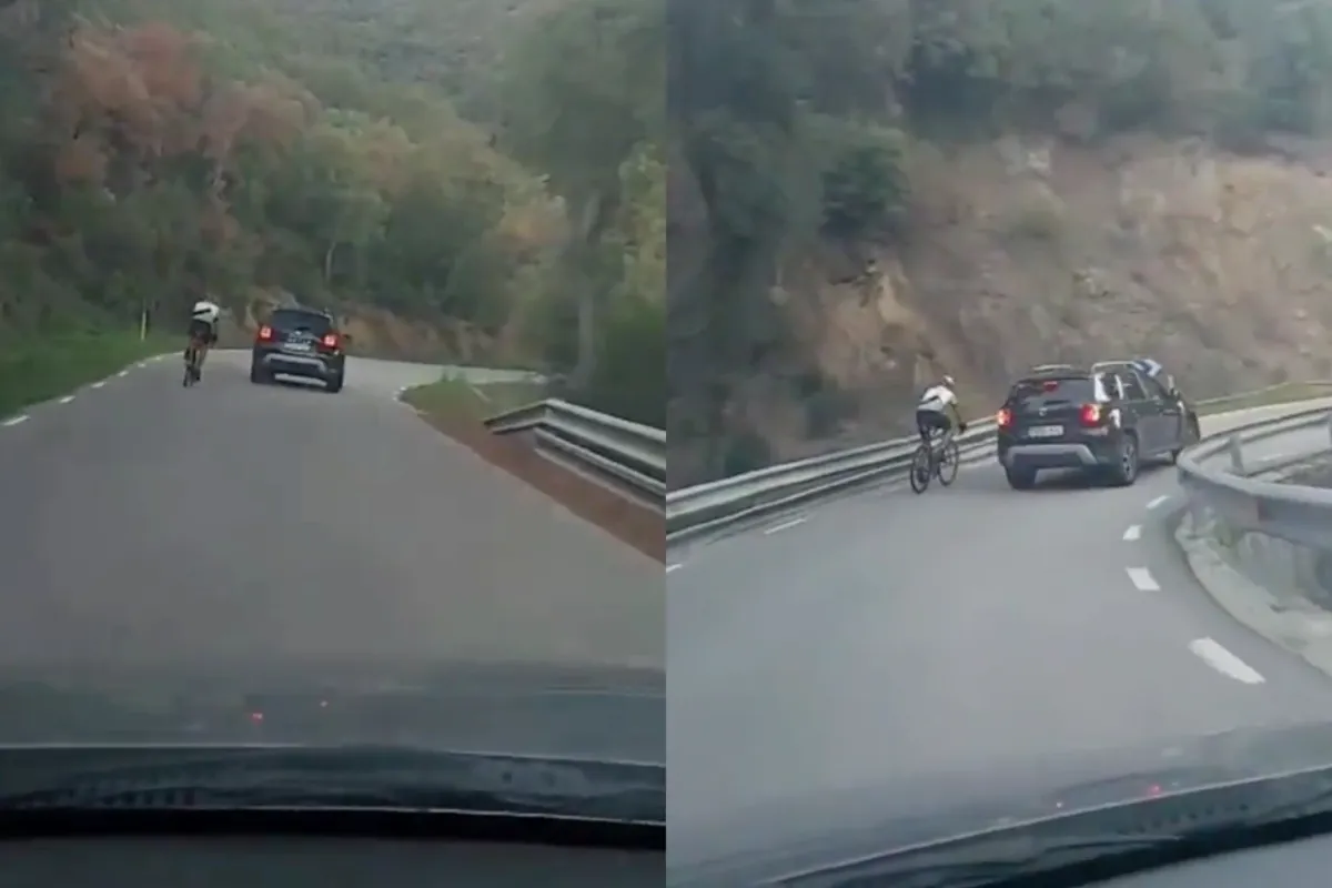Ongeduldige wielrenner krijgt waar hij om vroeg tijdens afdaling in Spanje