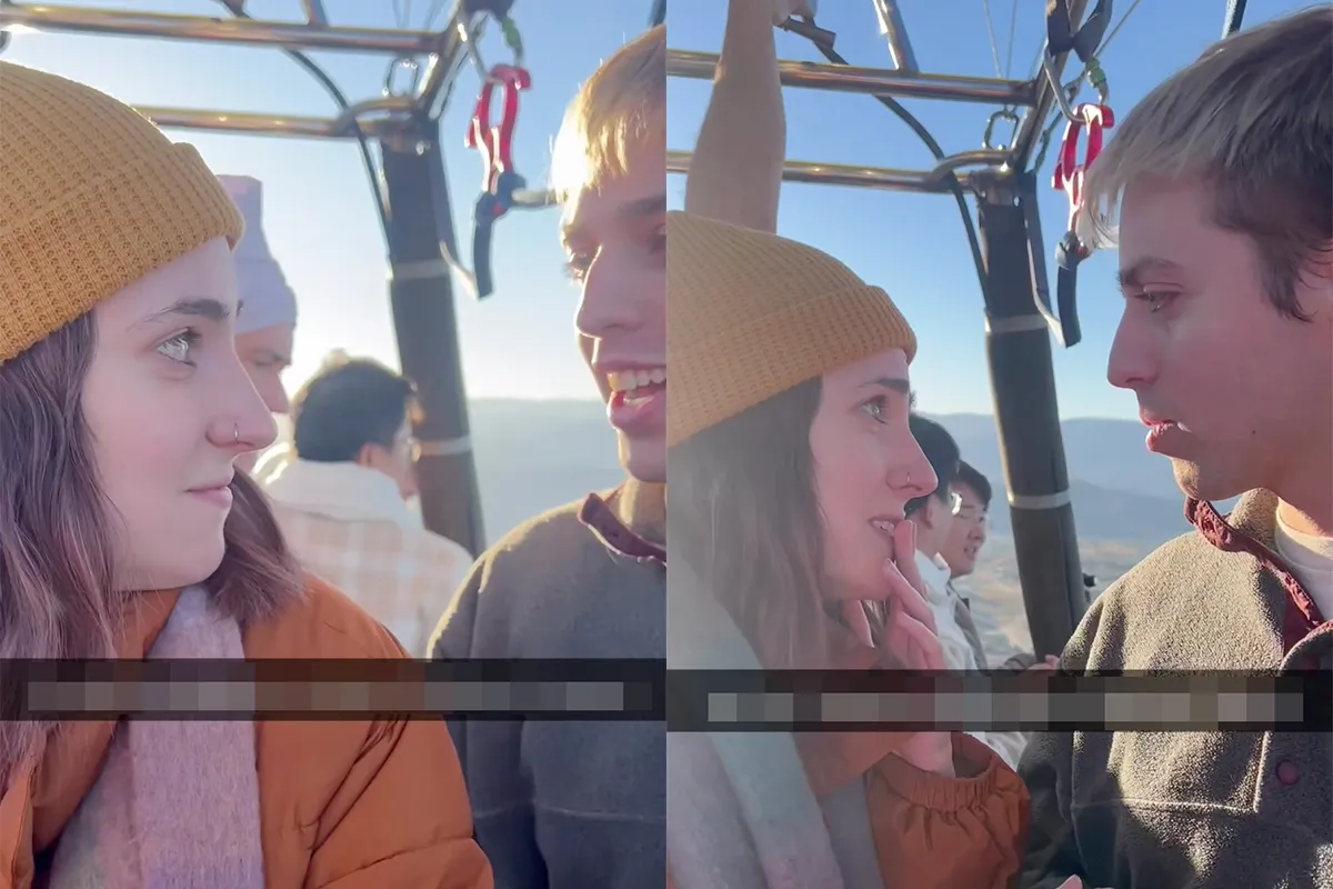 Daarom moet je ook nooit een aanzoek doen in een luchtballon