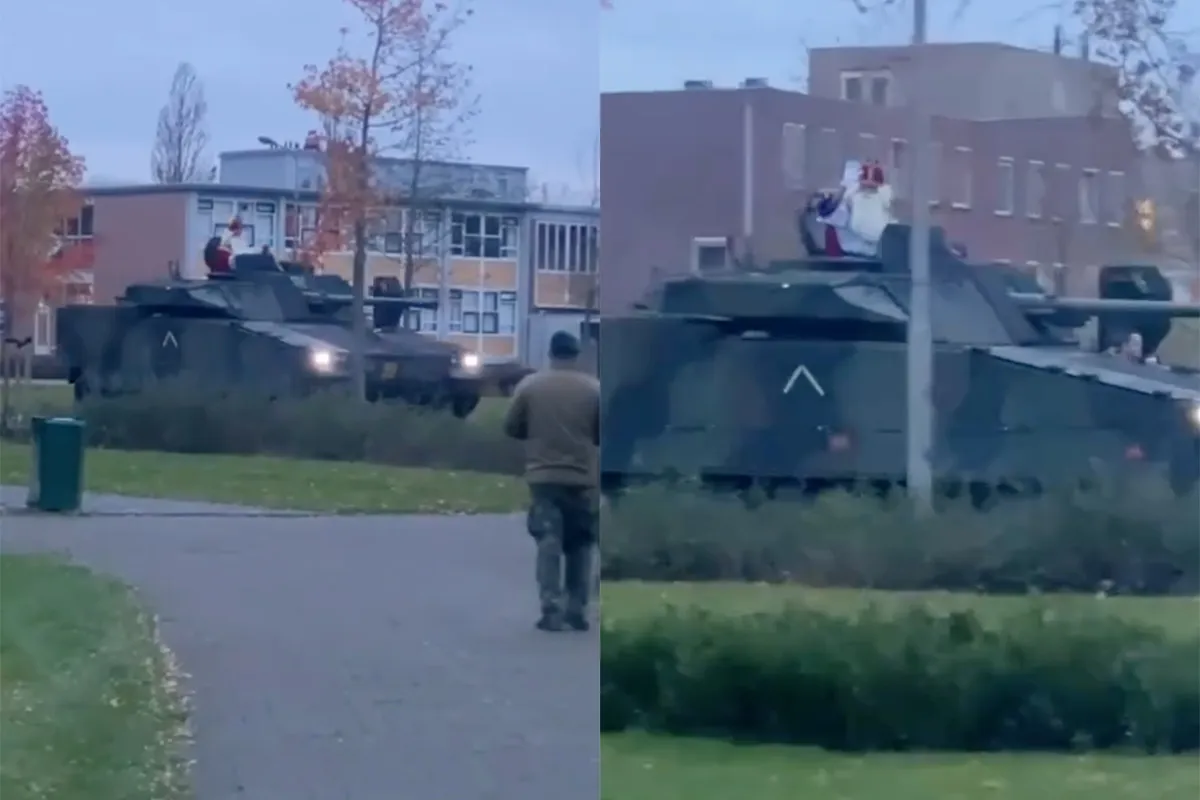 Demonstranten KOZP maken geen kans, Sinterklaas komt aan in een tank