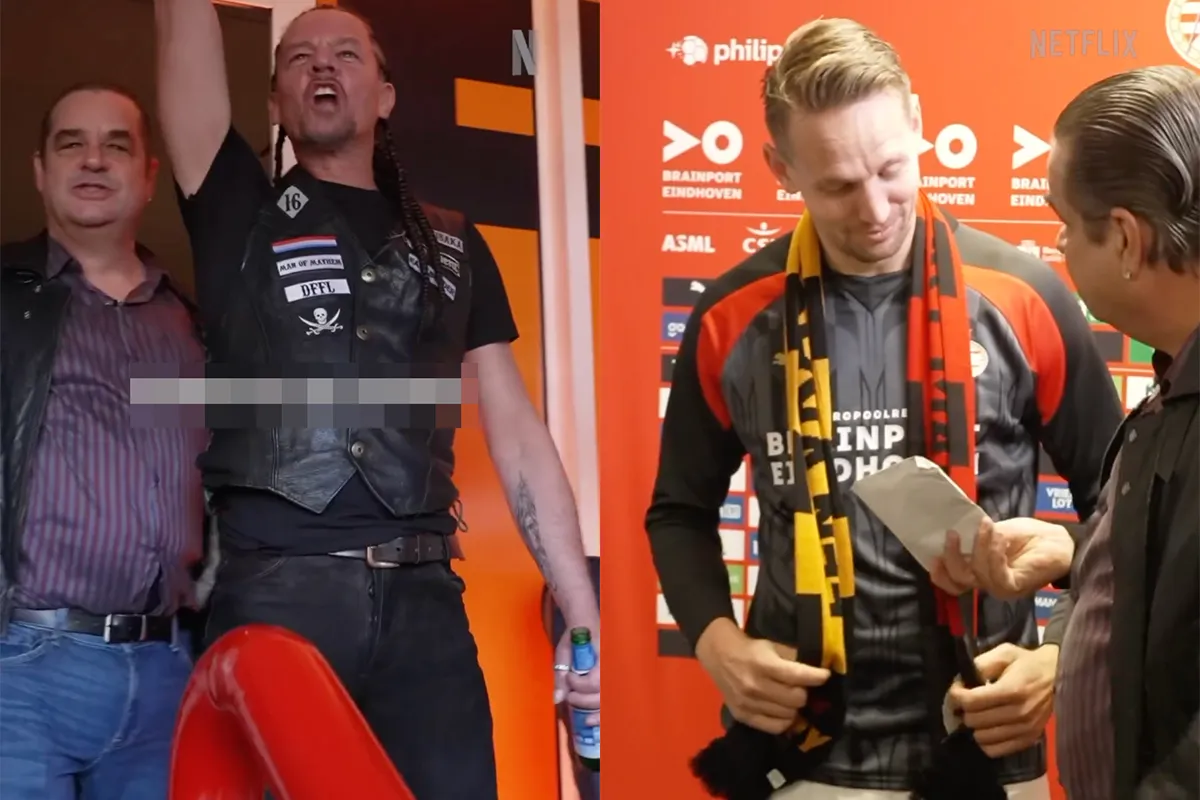 Ferry 'Pillenkoning' Bouwman en kornuiten pakken wedstrijdje van PSV mee