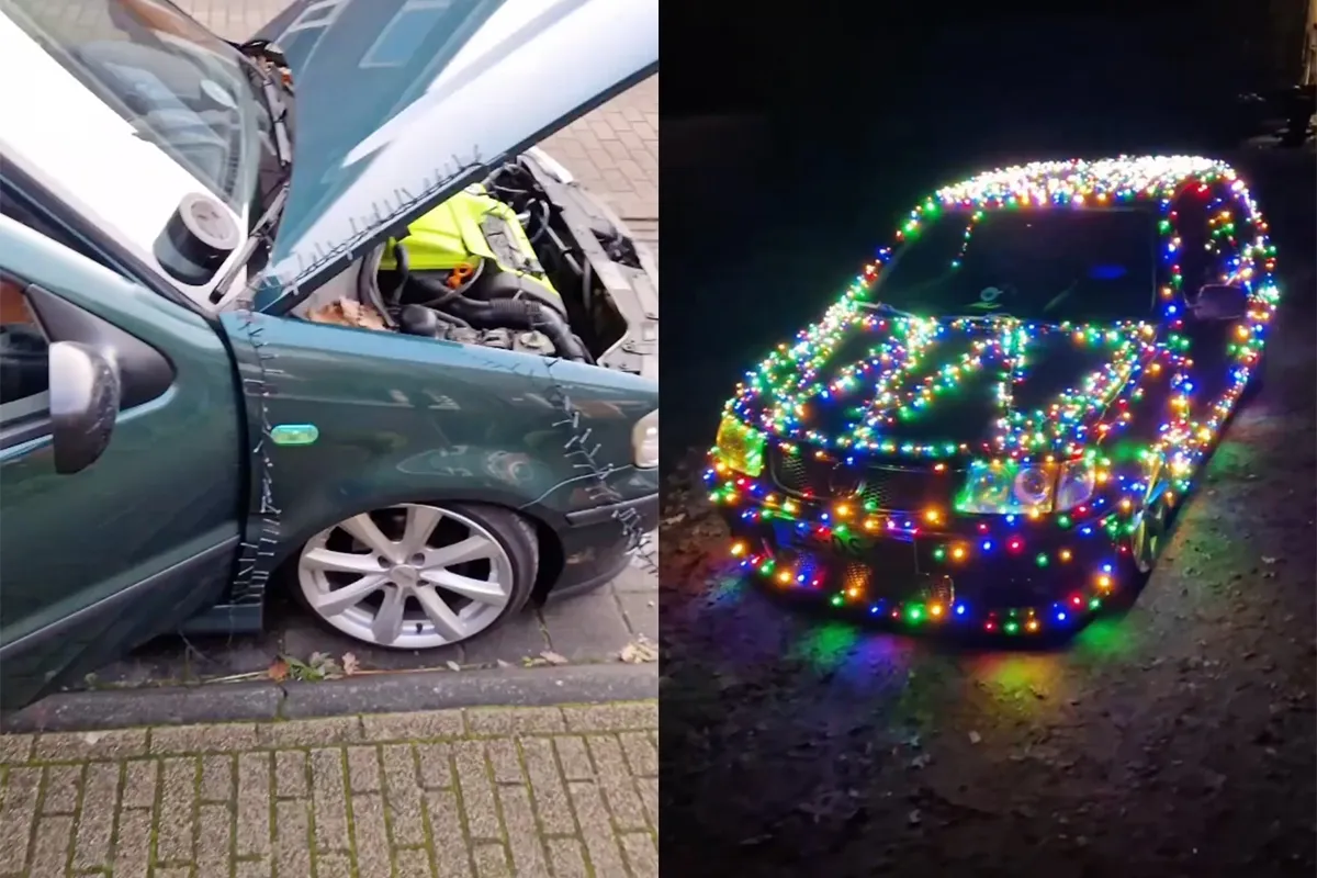Als je nog kerstlampjes over hebt, dan kun je ook je auto versieren
