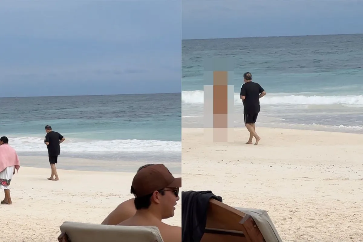 Man op strand van Tulum doet een beetje vreemd, maar opeens is alles duidelijk