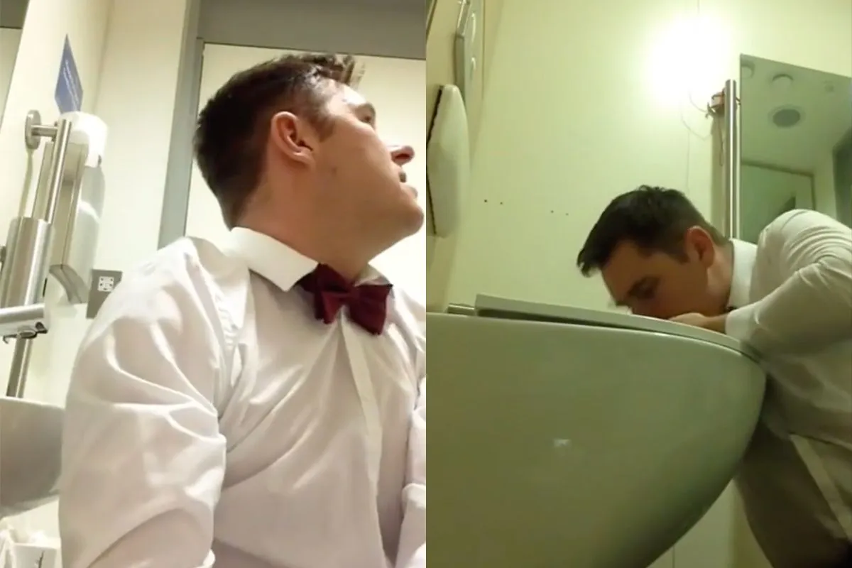 Deze man heeft de ongelukkigste avond van z’n leven, op de plee