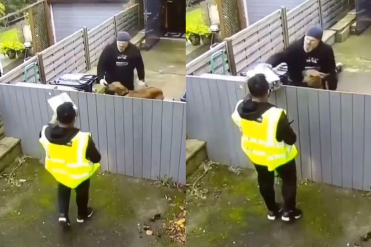 Pakketbezorger maakt ook gelijk even kennis met de hond