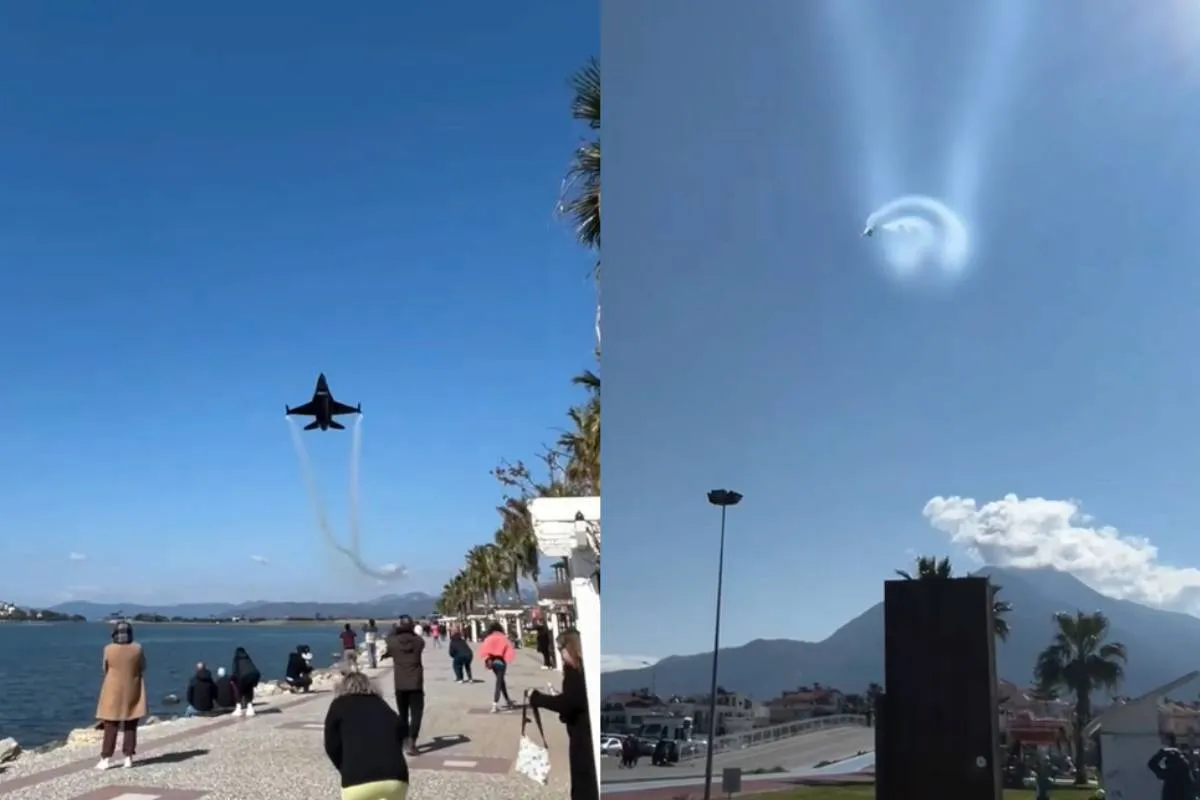 Als er even een demonstratieteam SoloTürk F-16 voorbij komt knallen…