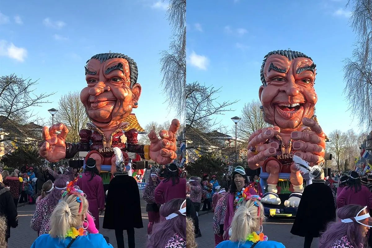 Ferry 'Pillenkoning' Bouman als Koning van de Camping tijdens carnaval in Zwaag