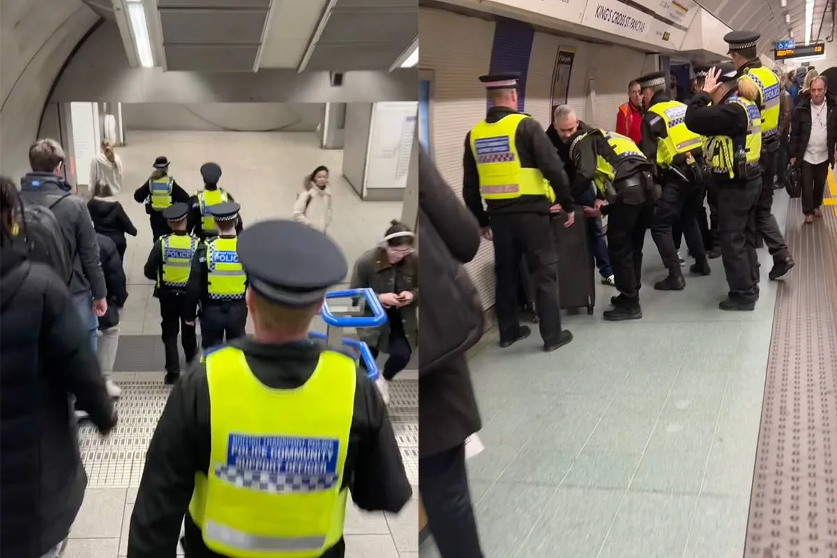 Internet in de ban van video van man met zijn vrouw in koffer op metrostation in Londen