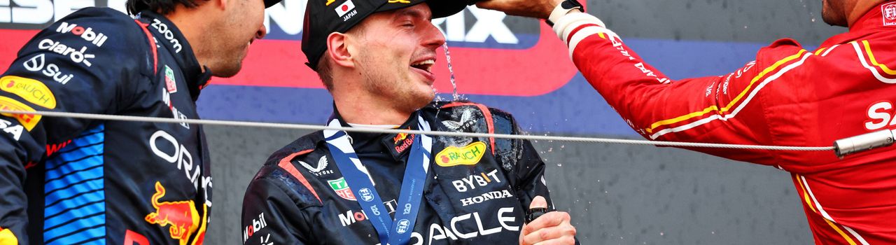 Sainz and Verstappen on the podium