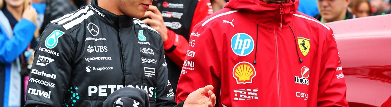 Hamilton hablando con el nuevo compañero de equipo de Russell, Antonelli
