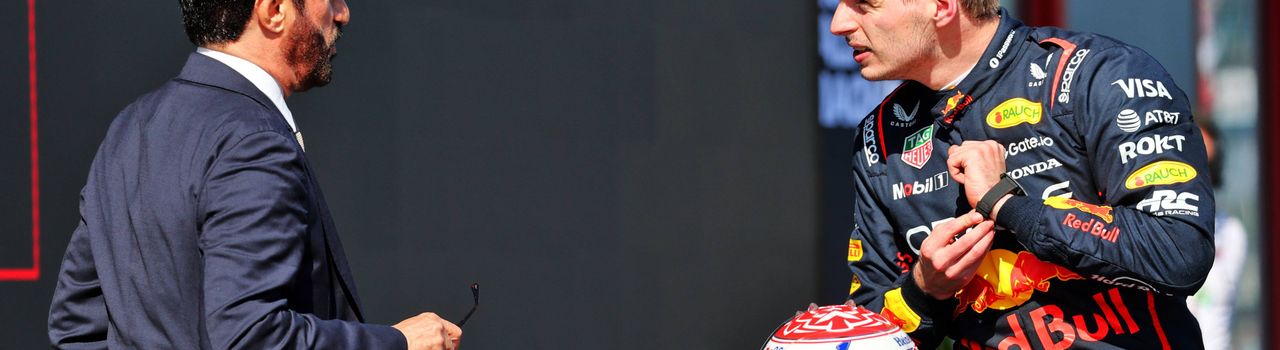 FIA president Mohammed Ben Sulayem and Max Verstappen after the Emilia-Romagna Grand Prix.