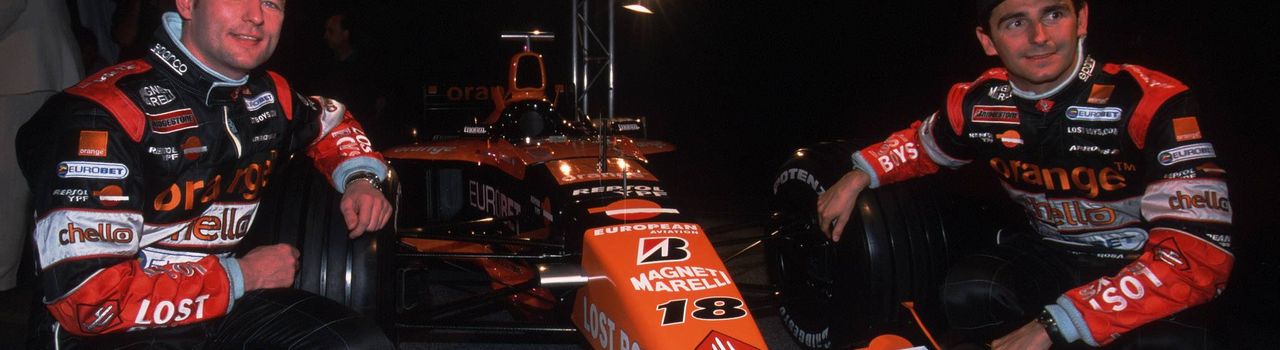 Jos Verstappen y Pedro de la Rosa en la presentación de Arrows