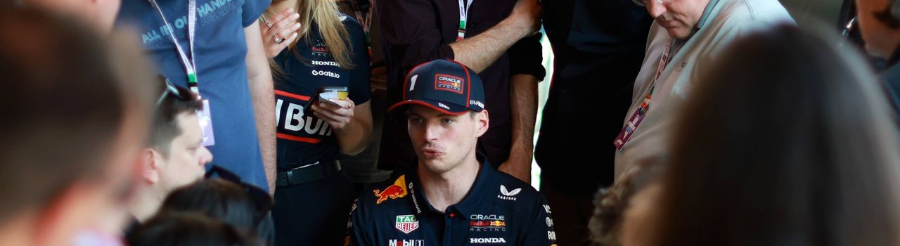 Max Verstappen talking to F1 press in Imola