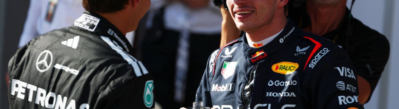 verstappen en russell in imola