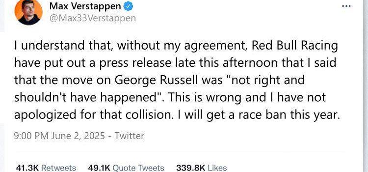 Fake tweet Max Verstappen