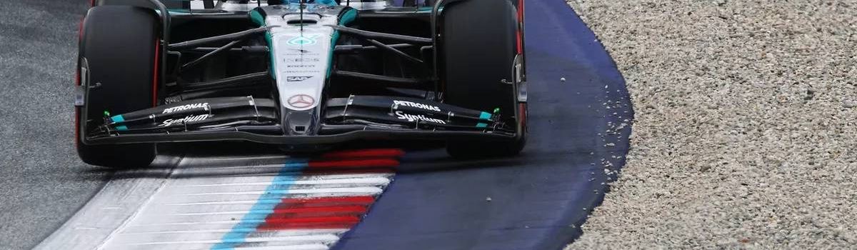 George Russell on the track at the Red Bull Ring