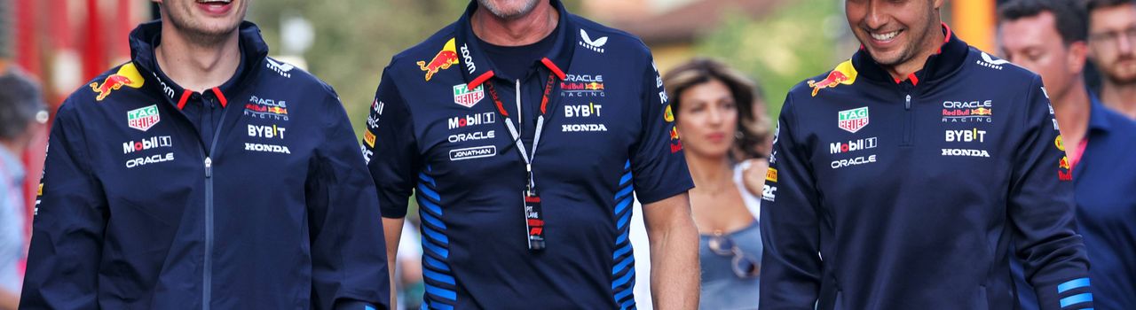 Max Verstappen, Jonathan Wheatley en Sergio Perez