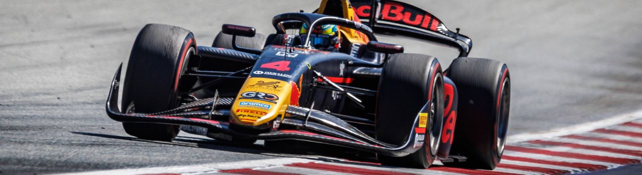Arvid Lindblad driving for Campos Racing in F2 at Spielberg