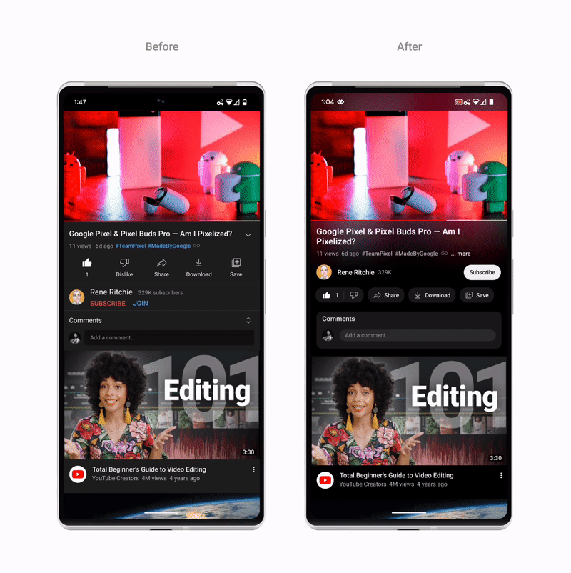 Links: het oude uiterlijk. Rechts: het nieuwe design