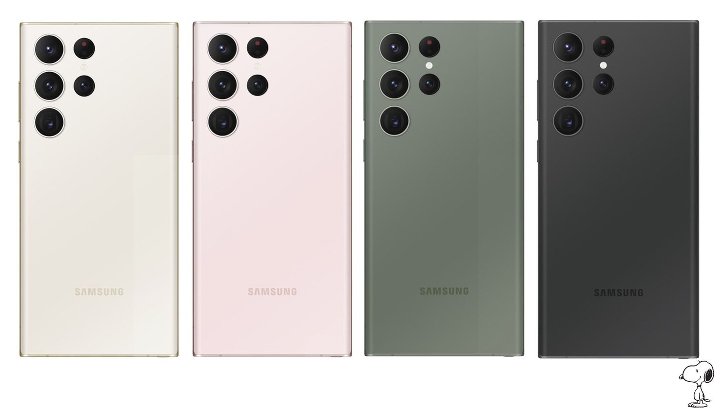 Samsung Galaxy S23 Ultra in de kleuren Cotton Flower, Misty Lilac, Botanic Green en Phantom Black