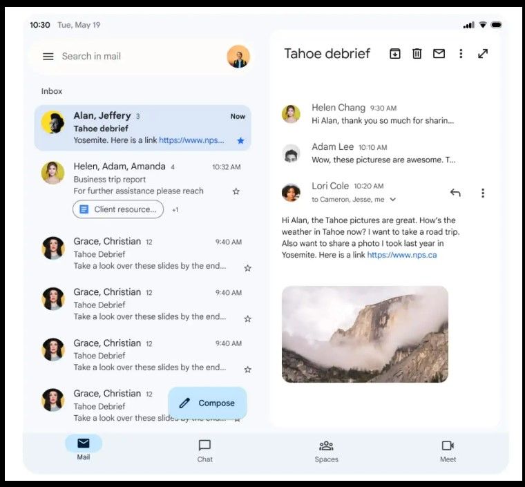 Gmail krijgt twee panelen op vouwbare Android-toestellen