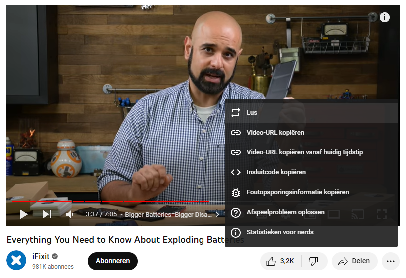 De videolus via de desktopwebsite