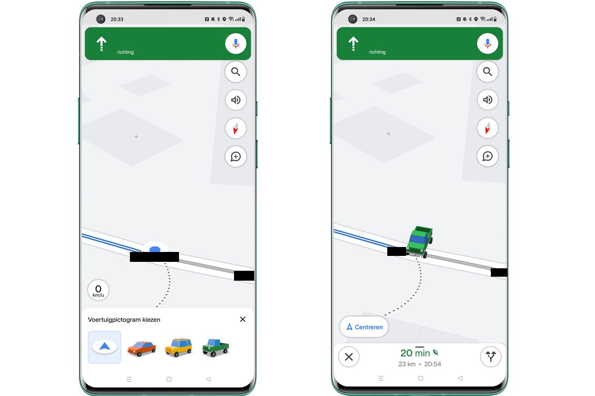 Zo verander je de saaie blauwe pijl in Google Maps in een auto