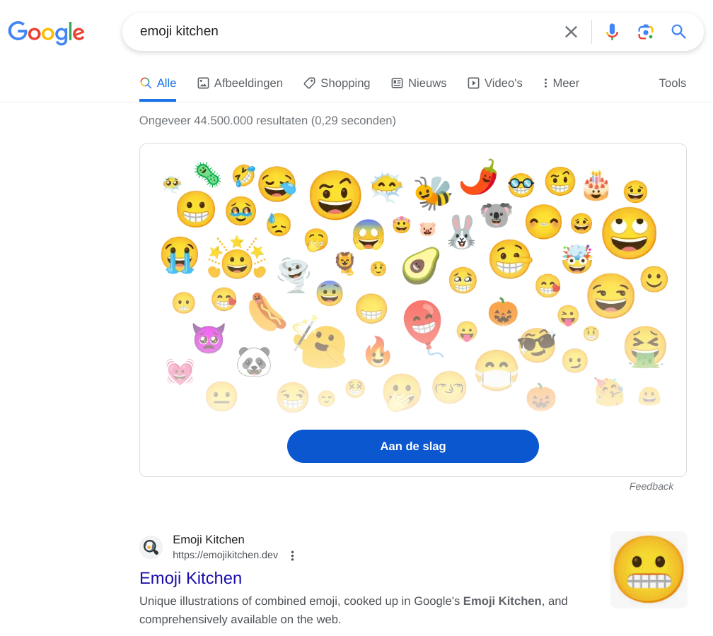 Emoji Kitchen springt vanaf het Gboard over naar Google Zoeken