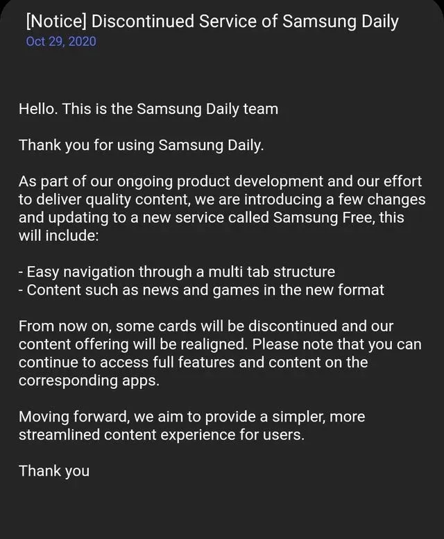 Samsung Daily wordt binnenkort vervangen door Samsung Free