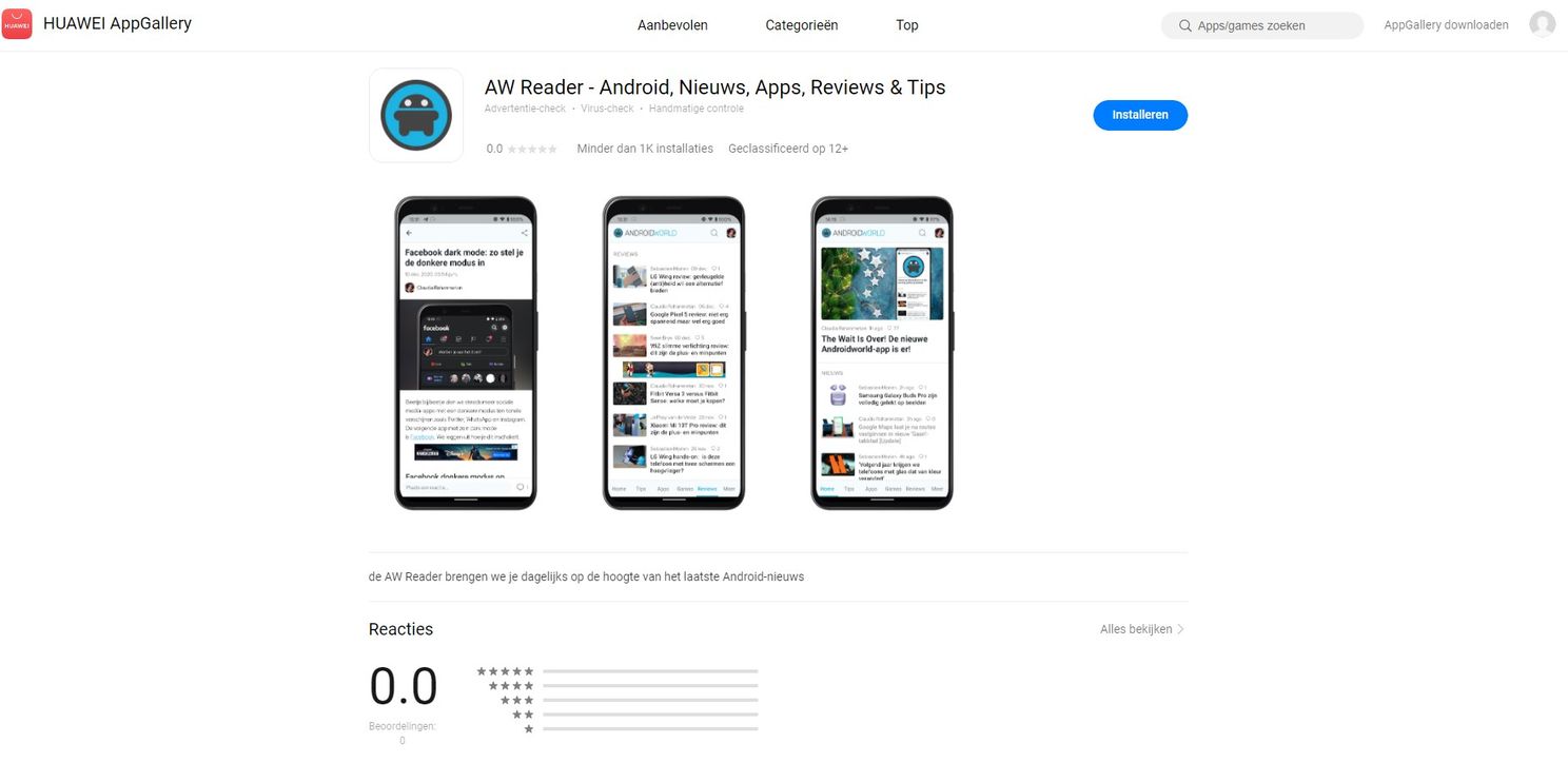 AW Reader staat nu ook in de Huawei AppGallery