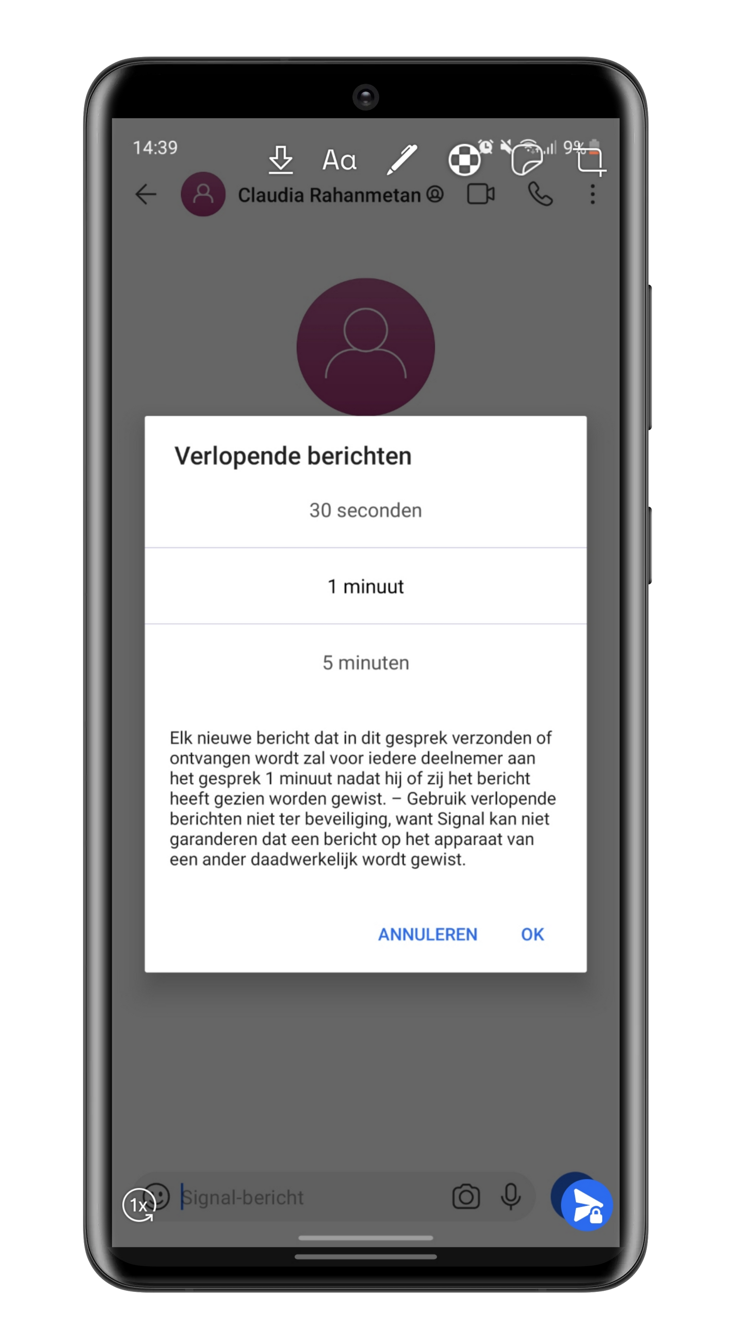Signal-tip: zo verstuur je automatisch verdwijnende berichten
