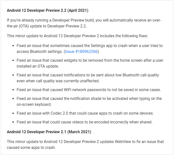 Android 12 Developer Preview 2.2 gelanceerd, wat is nieuw?