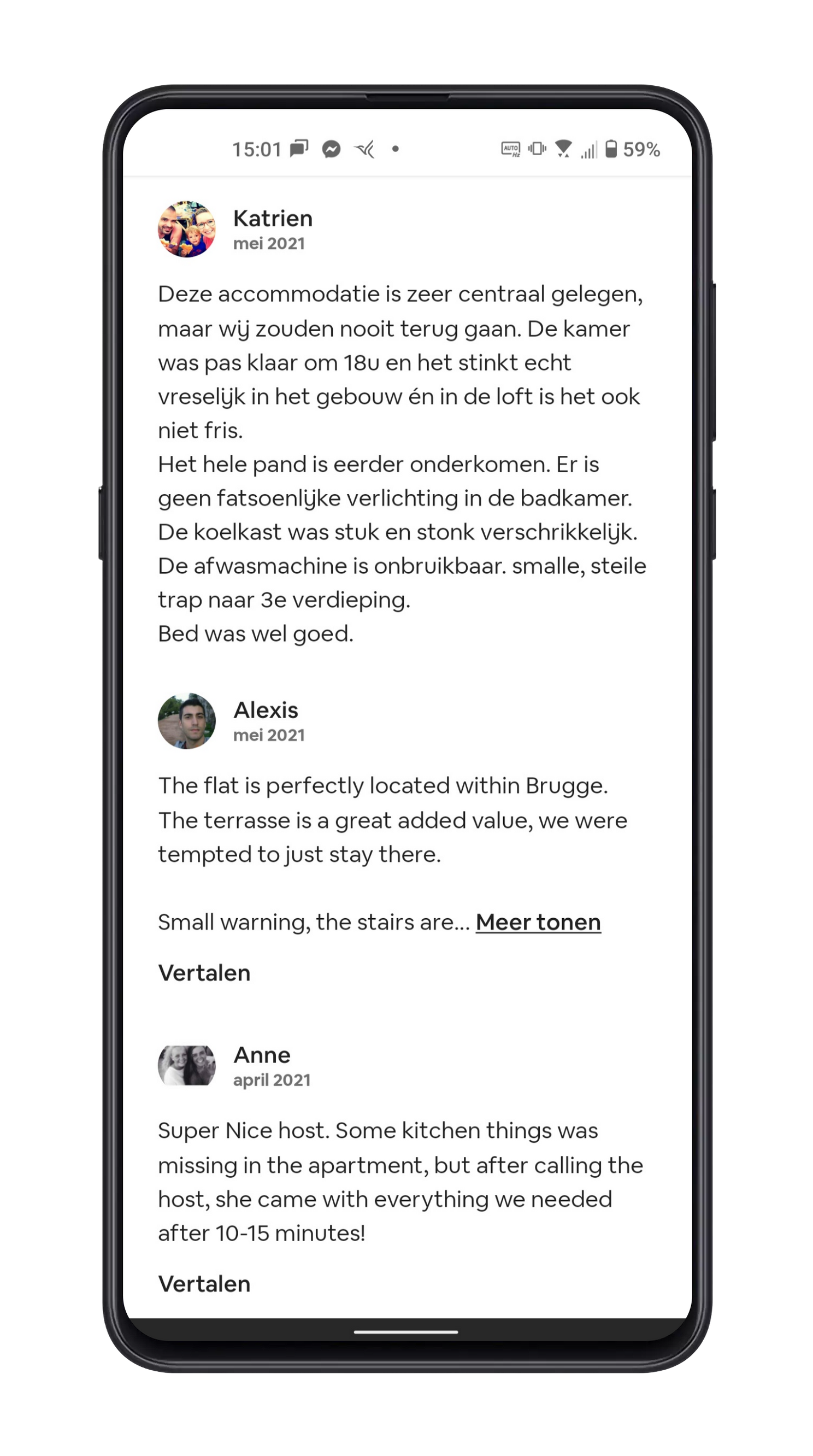 Recensies in de app