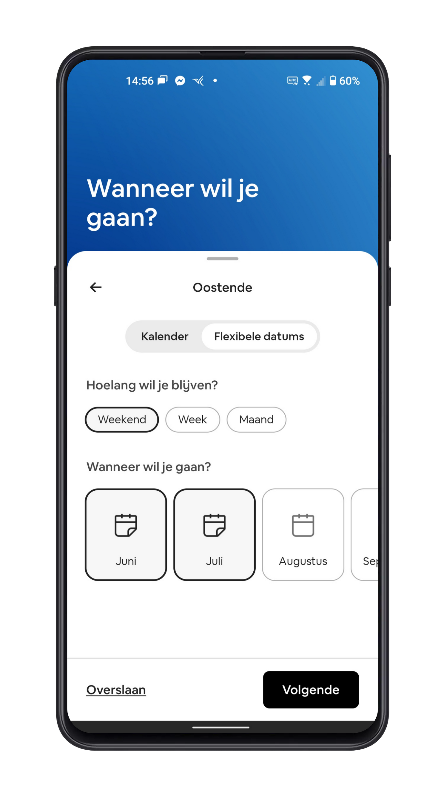 Flexibele datums in de app
