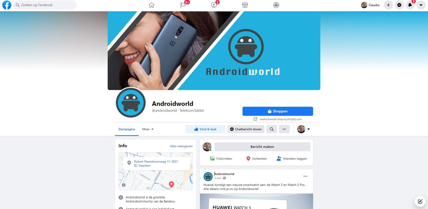 Facebook-pagina van Androidworld