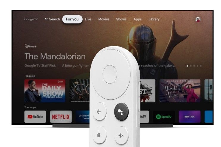 De Google TV-interface met de Chromecast-afstandsbediening