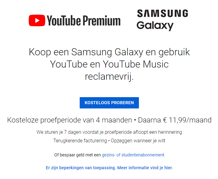 Voor 2 euro per maand extra kan je YouTube Music upgraden tot Premium