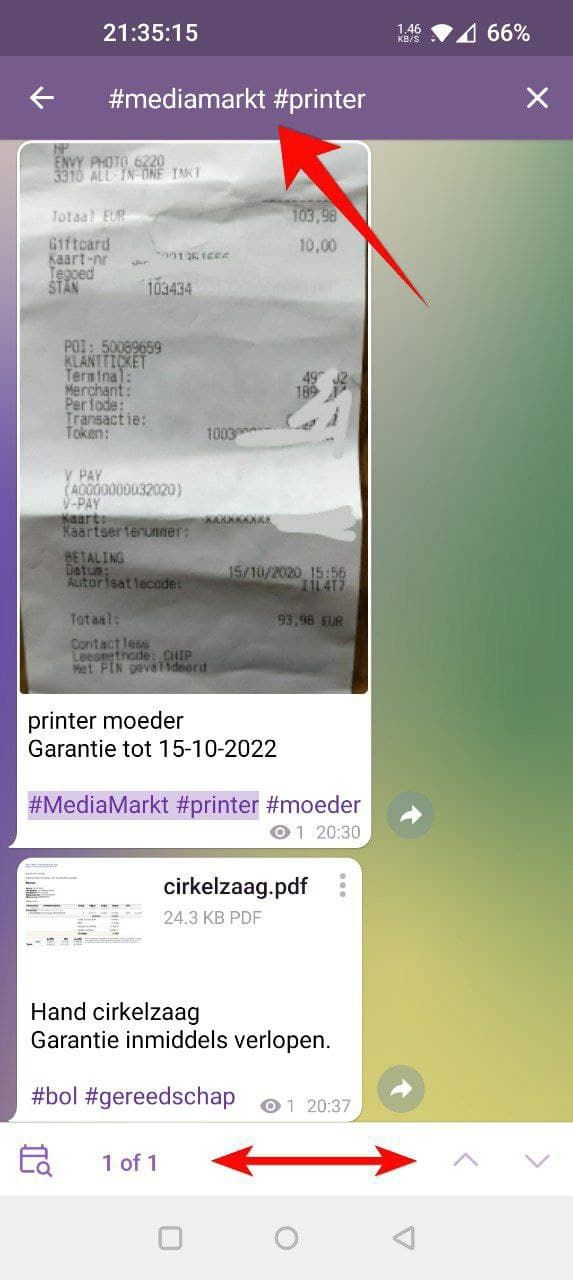 Zoeken in Telegram met hashtags