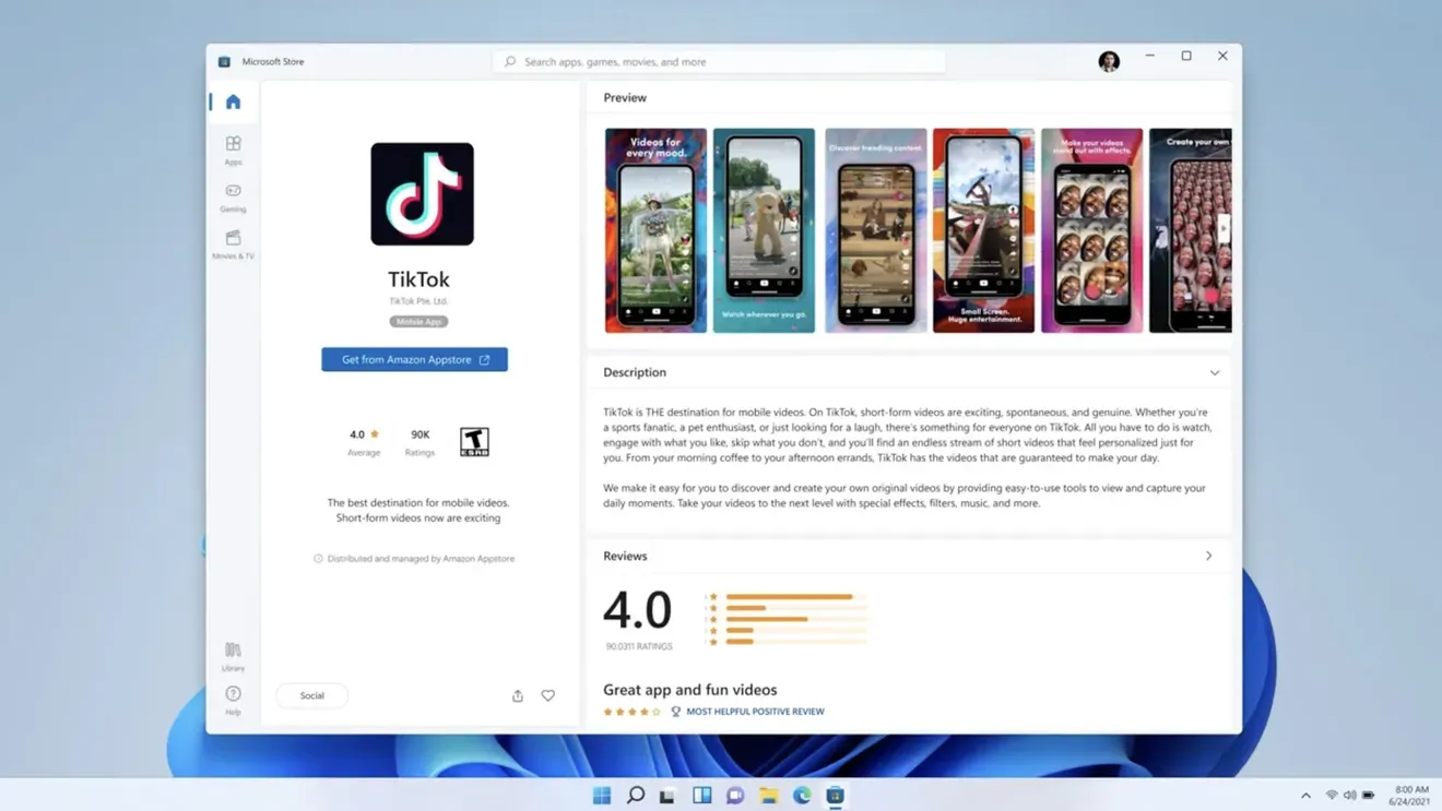 TikTok in de Microsoft Store