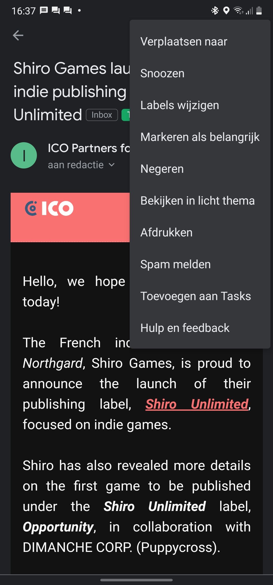 E-mails snoozen in Gmail