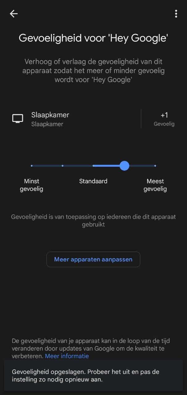 Gevoeligheid van het Oké Google-hotword aanpassen