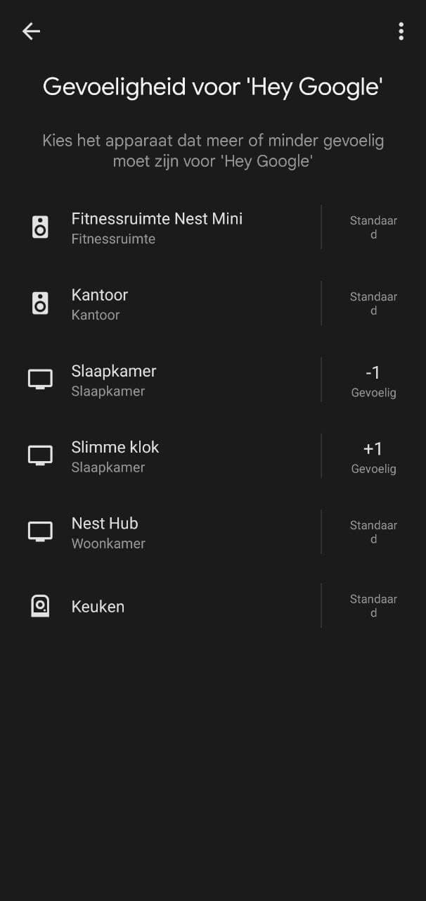 Gevoeligheid op meerdere apparaten aangepast