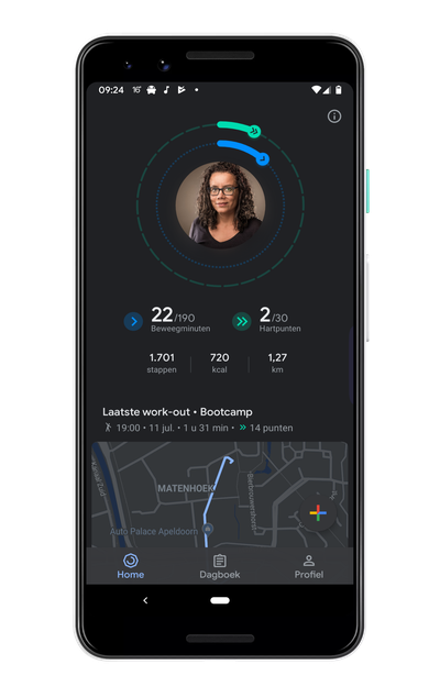 Oude indeling in Google Fit