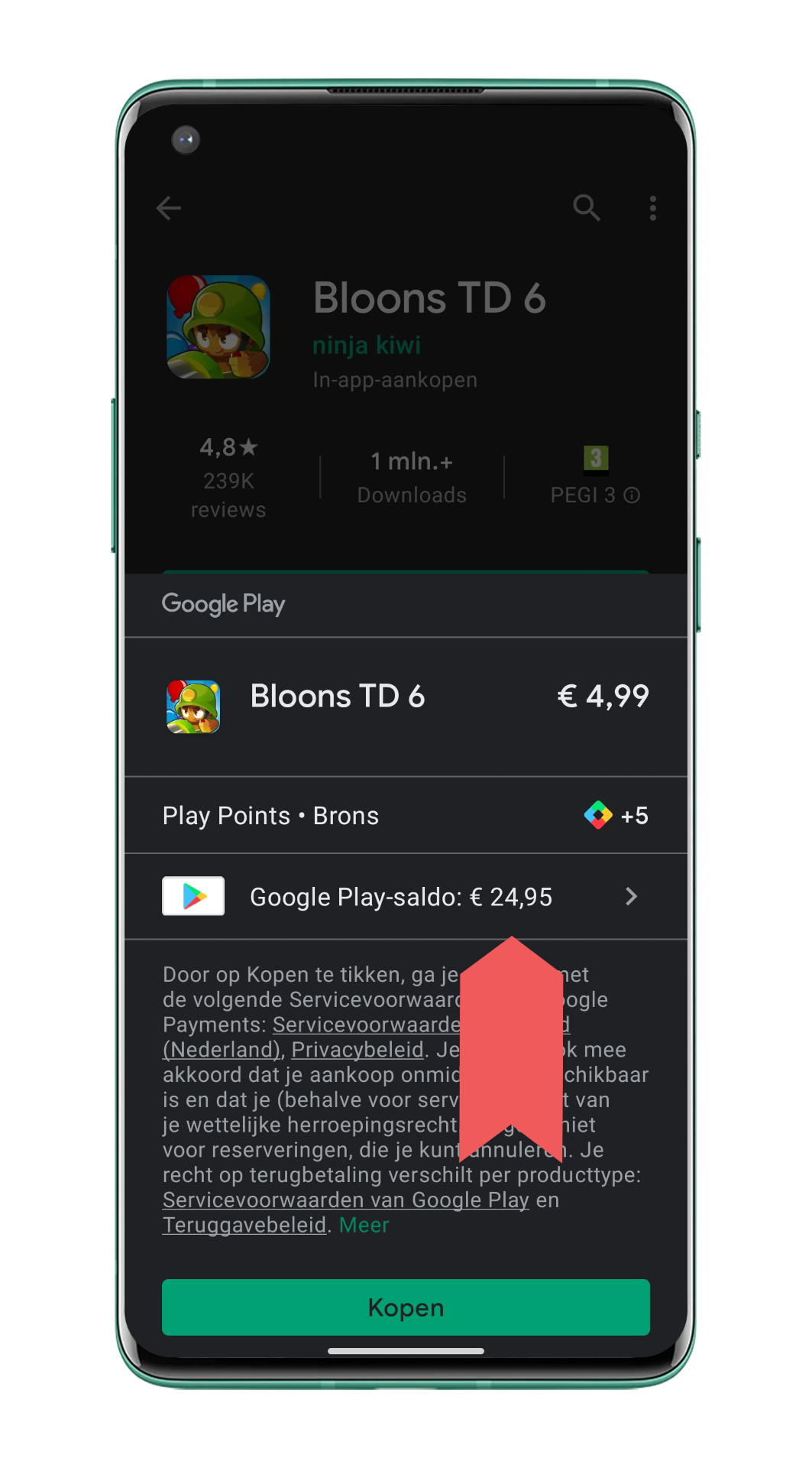 Redeem credit in the Play Store