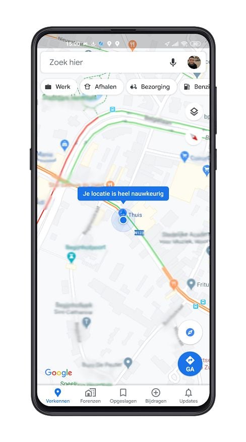 Weergave van de nauwkeurigheid van je locatie in Maps