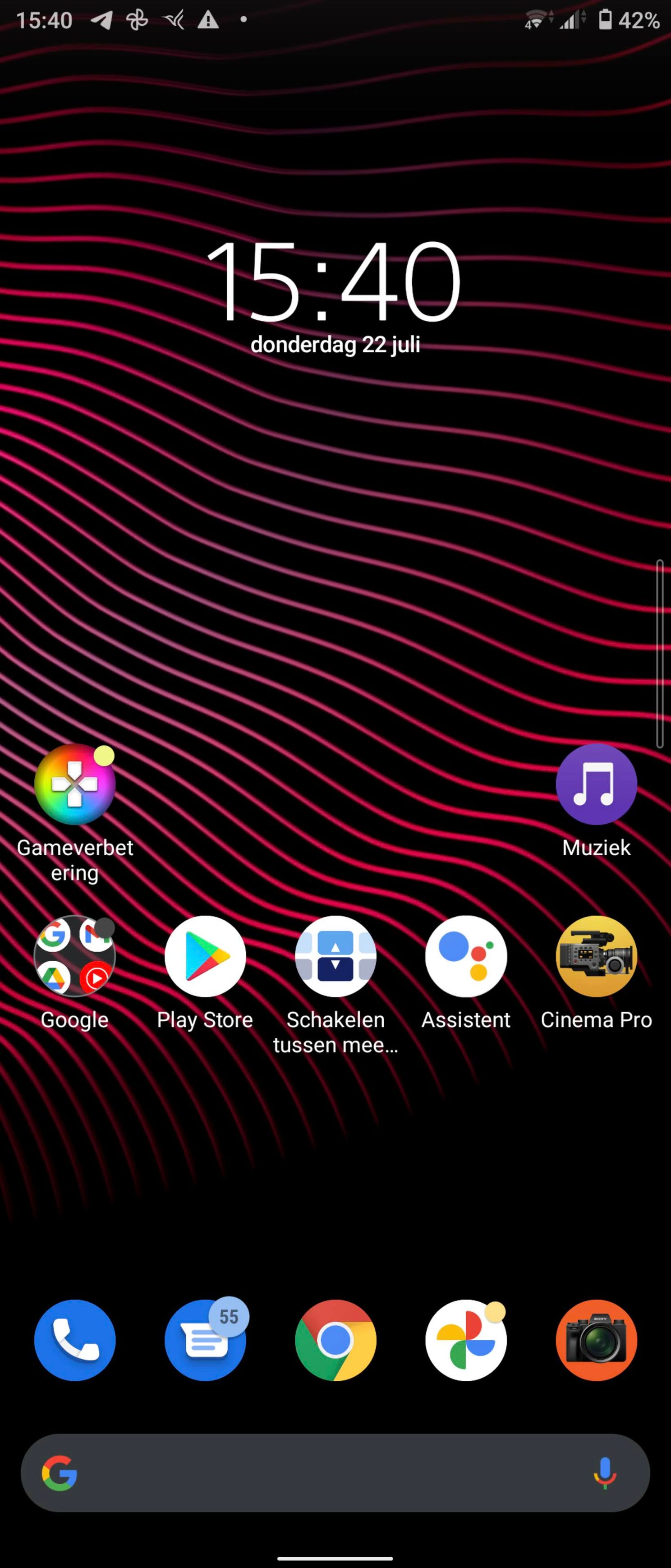 Het startscherm van de telefoon