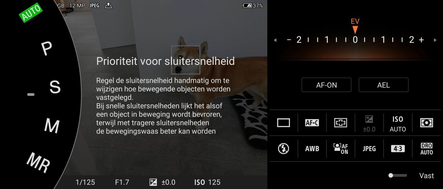 Sony's Photo Pro-app met zijn verschillende modi
