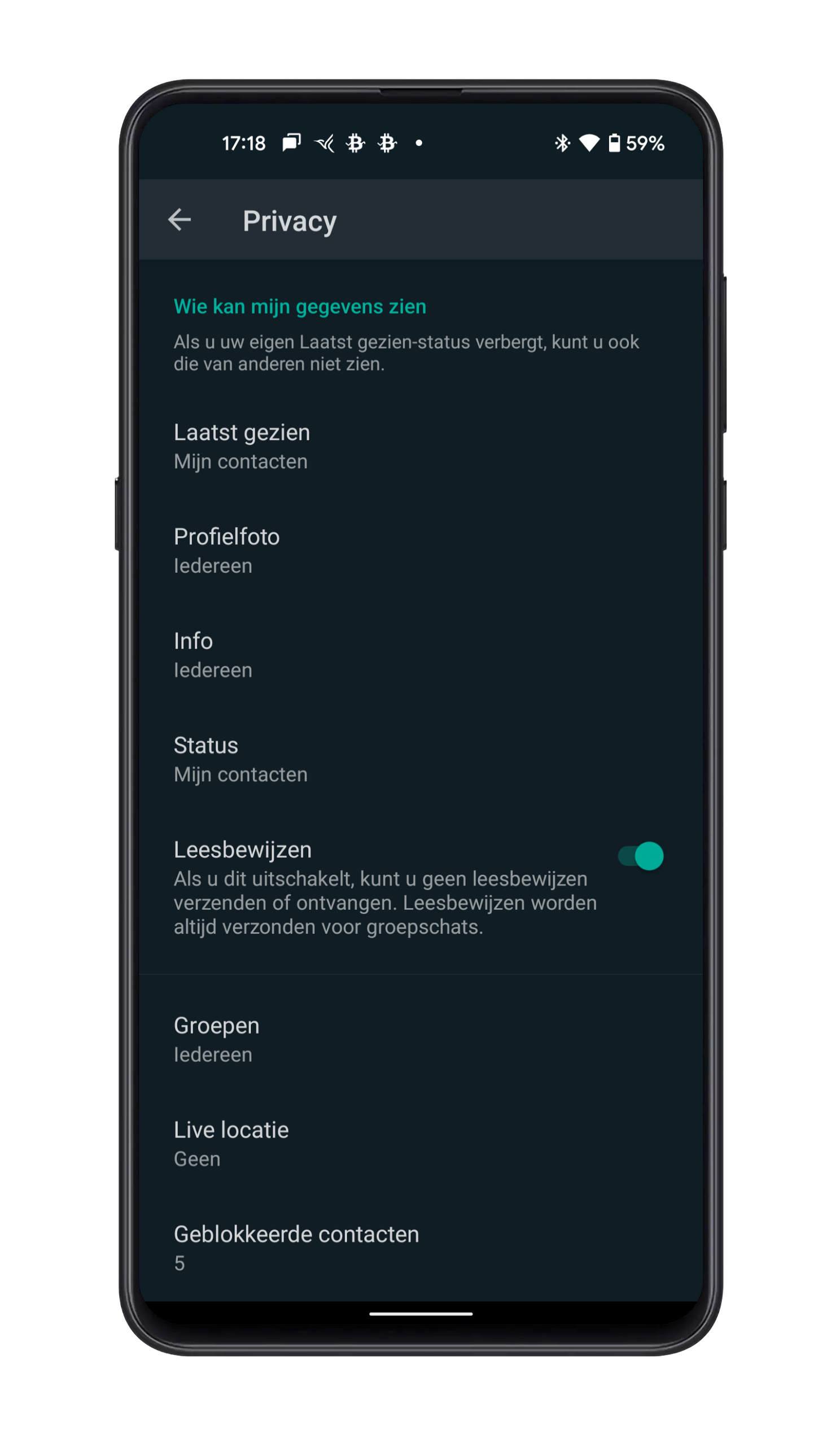 De WhatsApp-privacyinstellingen
