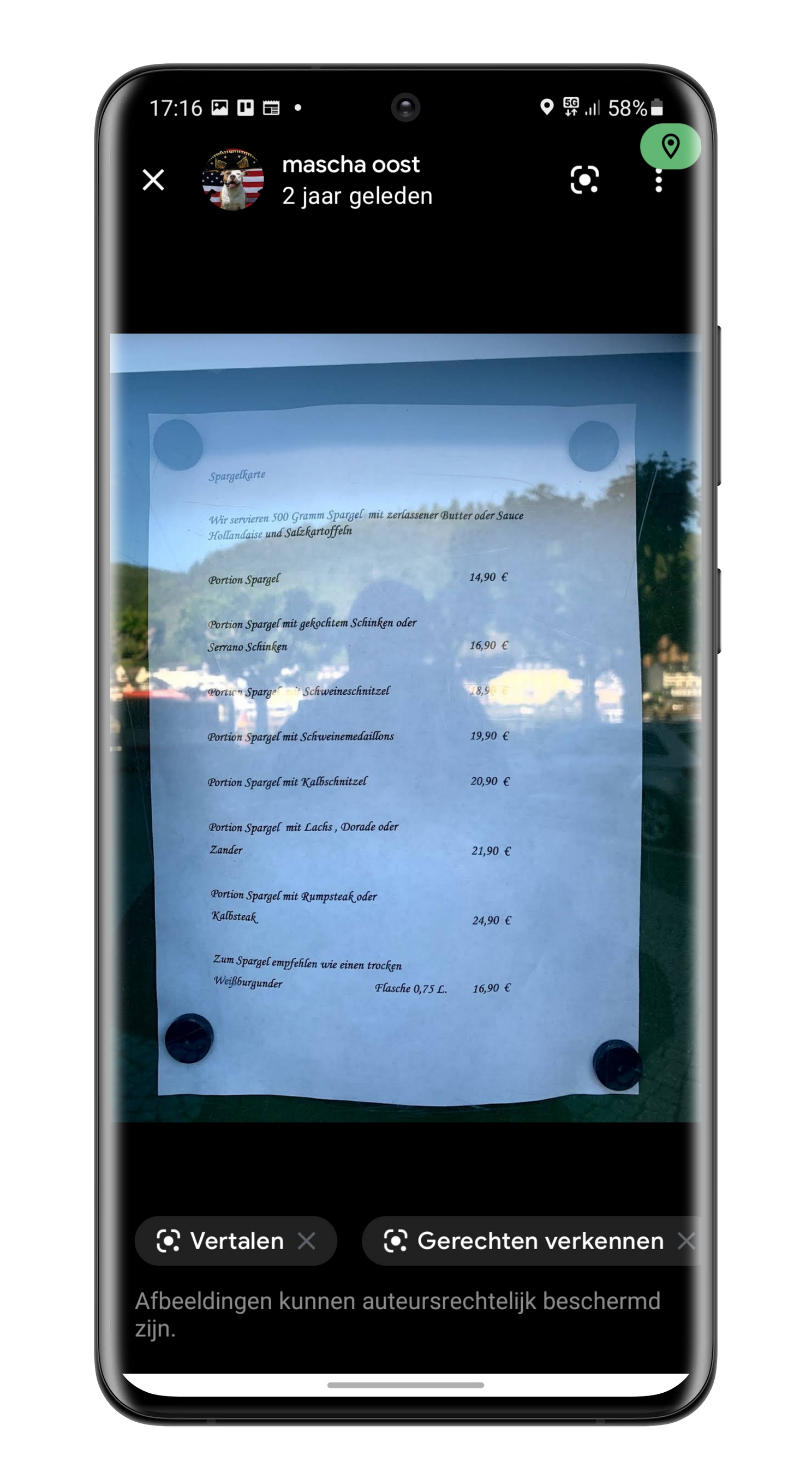 Met Google Maps buitenlandse menukaarten vertalen, zo werkt het
