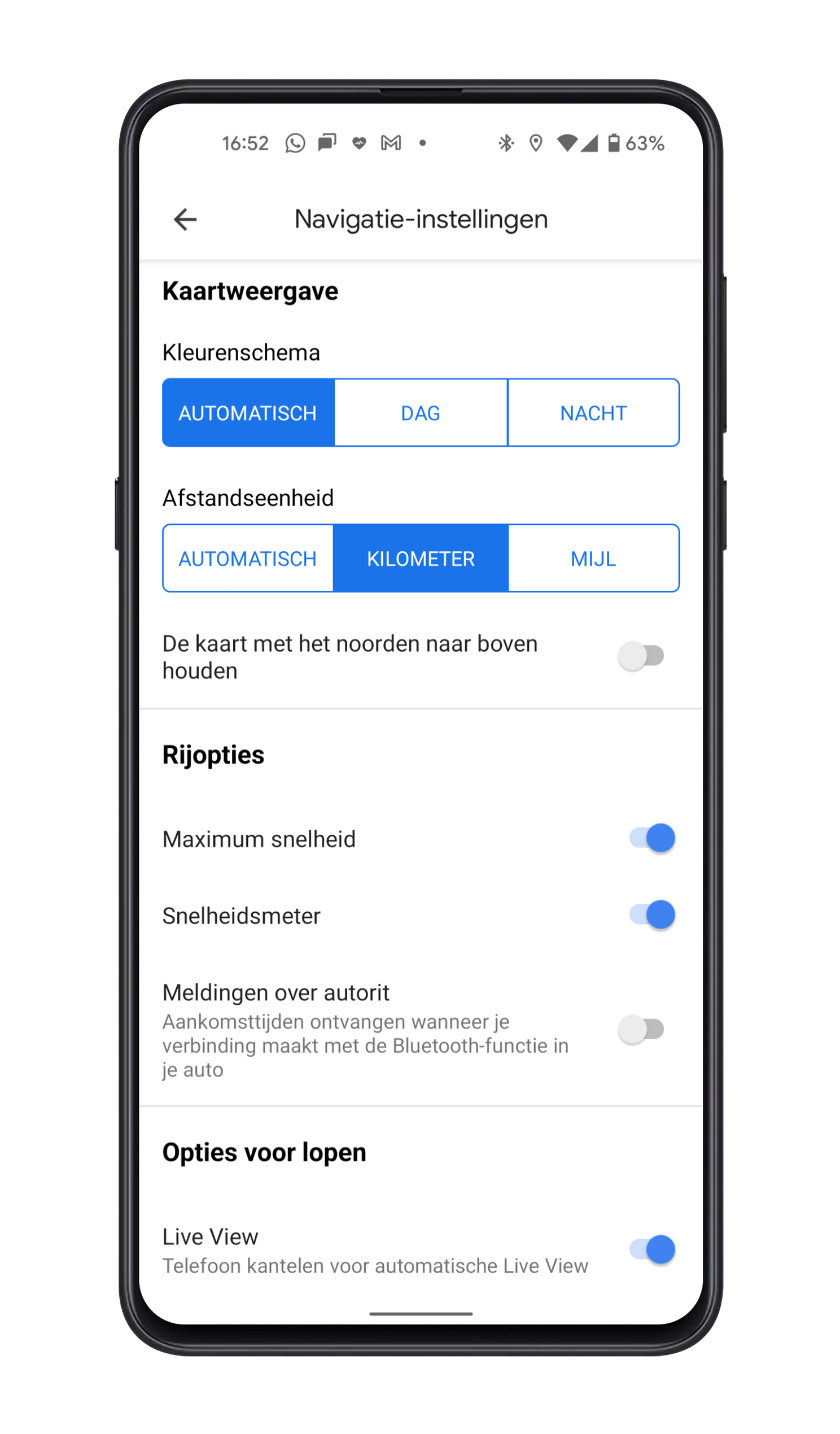 De juiste instellingen in Google Maps