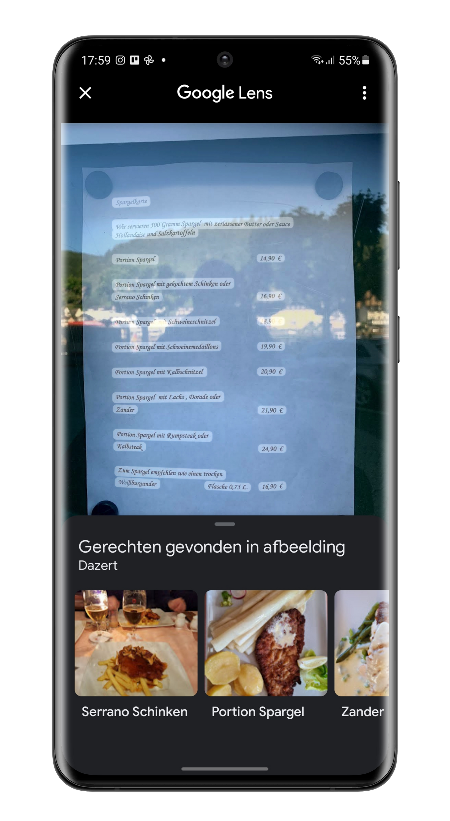 Gerechten verkennen in Maps